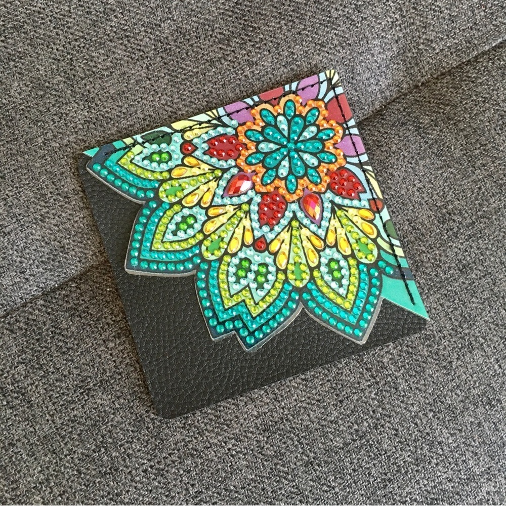 Diamond Art Lotus Flower Corner Bookmark, Colorful, Sparkly, Bling (TEAL) - Picture 5 of 17
